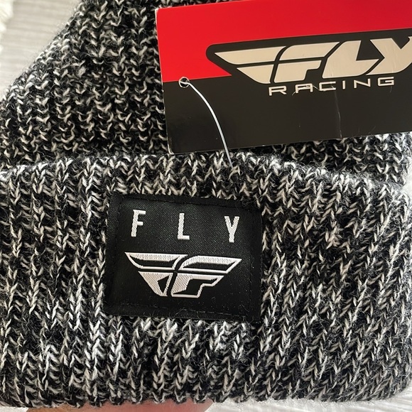 Fly Racing Pom Beanie One Size Black White Cozycore Men’s Women’s Tuque Hat Fall - Picture 4 of 6